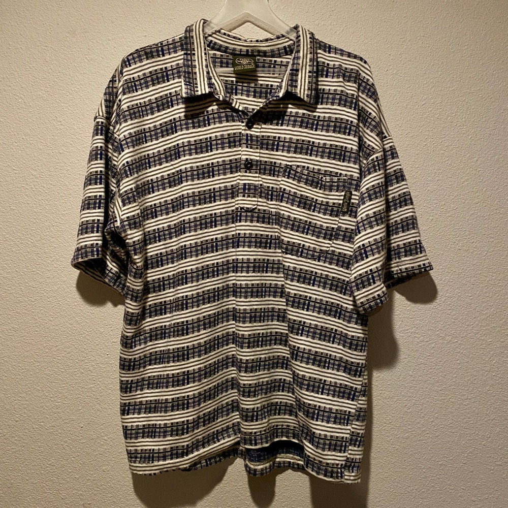 World Jungle‎ Casanova Mens Polo Shirt Extra Large XL Striped 100% Cotton
